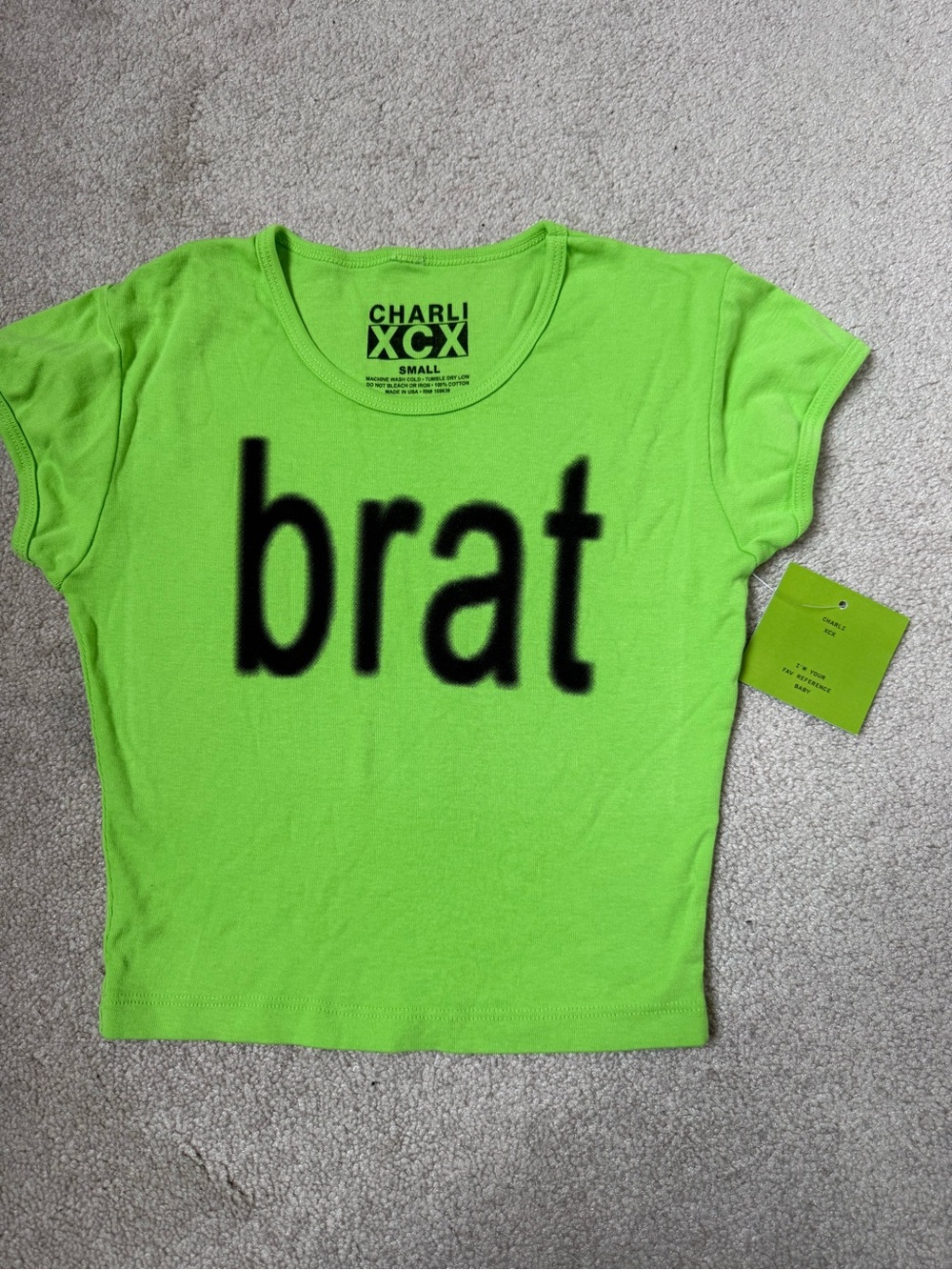Neon Green "Brat" Short Sleeve Tee